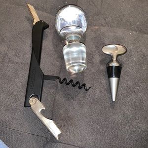SALE!!! Crystal ball bottle stopper and corkscrew set.   3